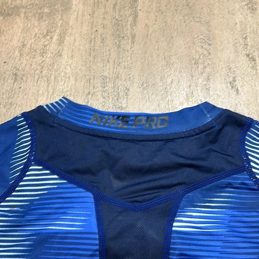Nike Blue and White Geometric Compression shirt
